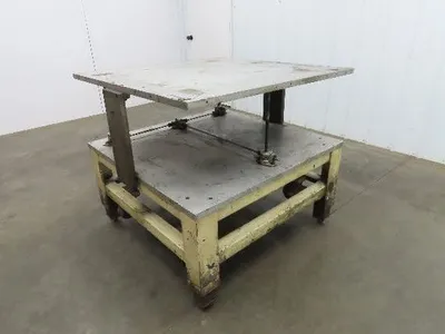 1" Aluminum Top  Steel Base Work Bench Table 40"x40" x 25-36"Adjustable Height