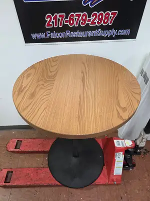Used Falcon Restaurant Supply, Inc. Used 30" Round Wood Bar Height Table with Base - FG9 Restaurant Equipment (Miscellaneous) Illinois US | Falcon Restaurant Supply #1373569