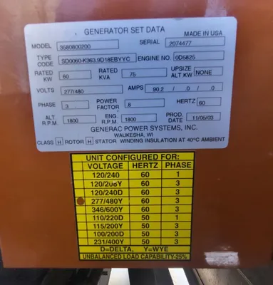 USED GENERAC 60 KW