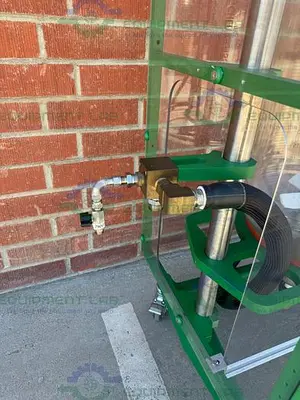 USED CHEMGLASS 100 LITER JACKETED GLASS REACTOR W/ CHEMGLASS DIGITAL OVERHEAD STIRRER