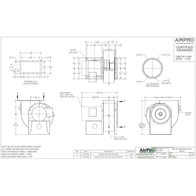 Used AIRPRO FAN & BLOWER COMPANY BIHS222 Centrifugal Blowers West Virginia US | JM Industrial #1321864
