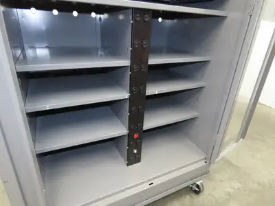 Uline H-8960 Storage Charging Cabinet 32 Outlet 120V Clear Dual Door 36" Wide