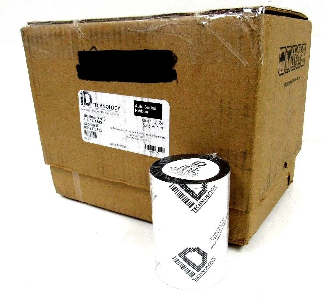 NEW LOT OF 24 ID TECHNOLOGY RS17173823 AUTO SERIES RIBBON 4.17" x 1345'