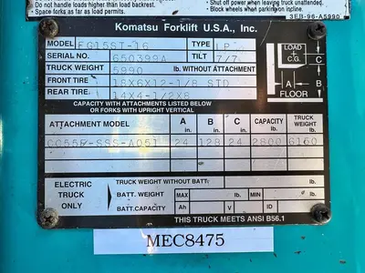USED 2002 KOMATSU FG15ST-16