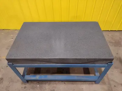 60" X 36" X 6.25" THICK BLACK GRANITE INSPECTION TABLE W/ STAND: STOCK #19633