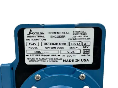 NEW AVTRON AV45-HASXX6H1A000 INCREMENTAL ENCODER 600PPR REV. AT