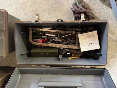 Lot of (4) tool boxes with assorted hand tools, includes electrical tooling, fittings, sockets, Alle...