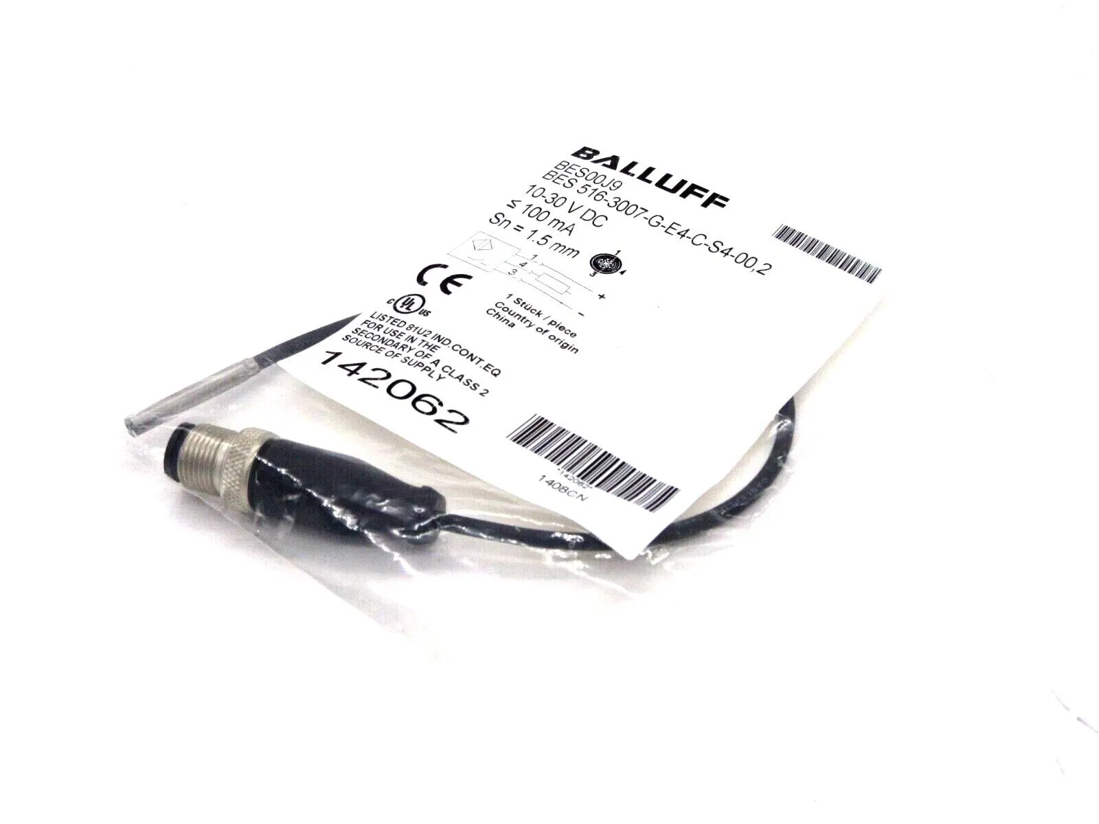 NEW BALLUFF BES 516-3007-G-E4-C-S4-00,2 INDUCTIVE SENSOR BES5163007GE4CS4002