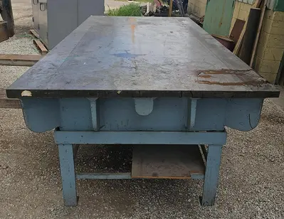 USED CAST IRON 8' X 4' LAYOUT TABLE