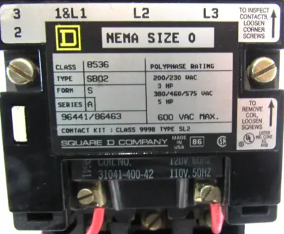 NEW SQUARE D 8536-SBO2V02-S STARTER 8536SBO2V02S