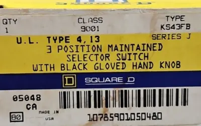 SQUARE D 9001 KS43FB SELECTOR SWITCH OPERATOR. Loc4D-21