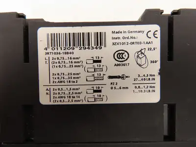 Siemens 3RT1036-1BB40 Motor Starter Contactor 460VAC 40HP Aux Relay 24VDC Coil