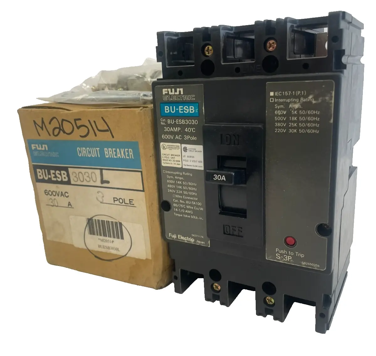 NEW FUJI ELECTRIC BU-ESB-3030-L CIRCUIT BREAKER 600VAC 30A 3POLE BUESB3030L