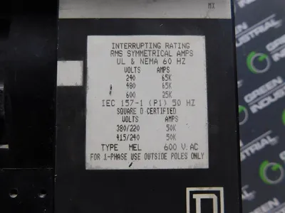 Square D MEL36600LI Circuit Breaker 800A Frame Sensor RP 075 Rating Plug Used