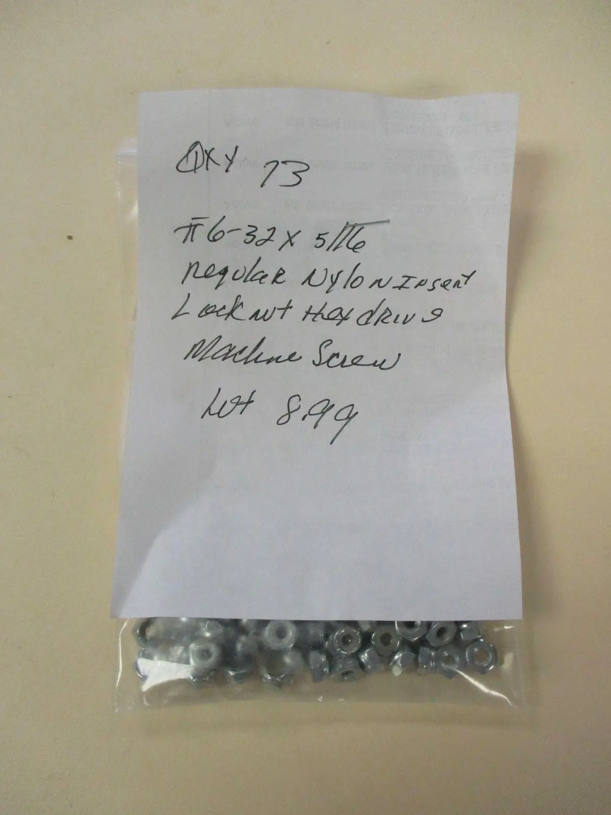 New #6-32 X 5/16" Regular Nylon Insert Locknut Hex Drive Machine Screws (Qty 73)