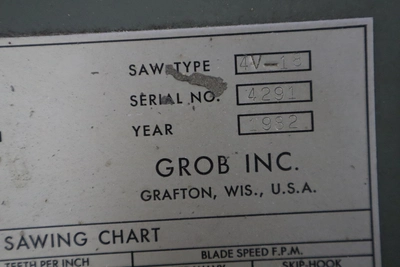 Used GROB SAWS 4V-18 Vertical Band Saws Minnesota US | Machinesused.com #1377493
