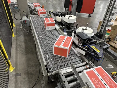 Box Labeling Station with Check Weigher
