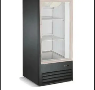 Elite 8.5Cu.Ft Black Customizable Swing Glass Door Merchandiser Refrigerator with LED Lighting