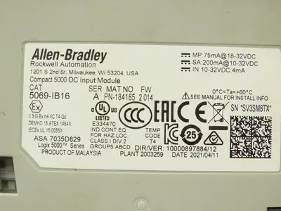 Allen Bradley 5069-IB16 Compact I/O Input Module 24V 16 Channel FW 2.014