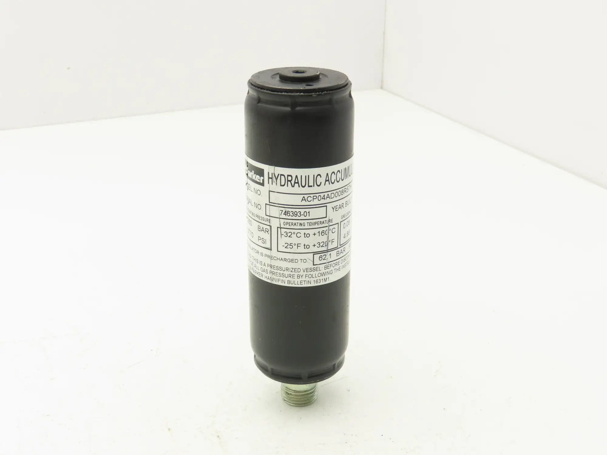 Parker ACP04AD008R57H Forklift Hydraulic Accumulator 3770 PSI Off Hyster E80XN