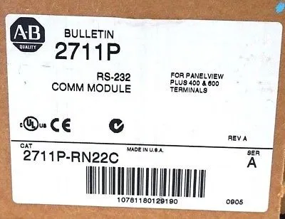 NEW ALLEN BRADLEY 2711P-RN22C COMMUNICATION MODULE SER.A REV.A 2711PRN22C