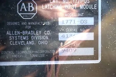 NEW ALLEN BRADLEY 1771-DS LATCHING INPUT MODULE SER.A 1771DS
