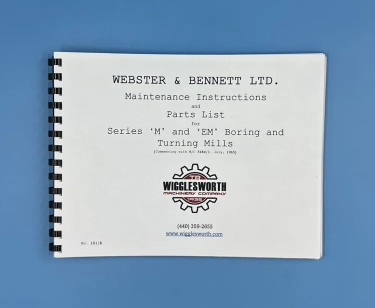 Used WEBSTER & BENNETT EM Manual Tooling & Accessories (Other) Ohio US | T.R. Wigglesworth Machinery Co. #396213