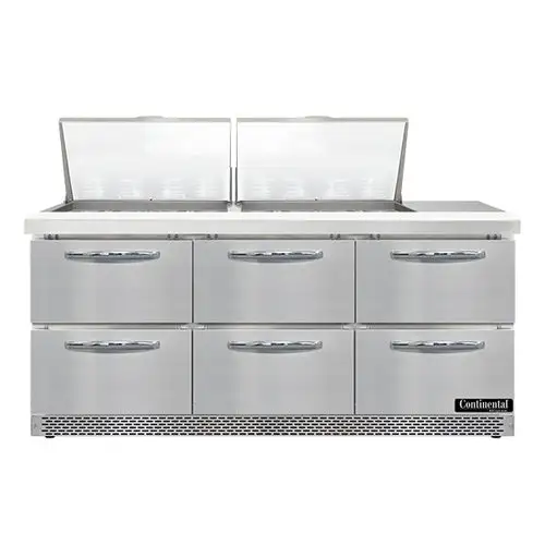 Continental SW72N24M-FB-D 72" Sandwich/salad Prep Table W/ Refrigerated Base, 115v