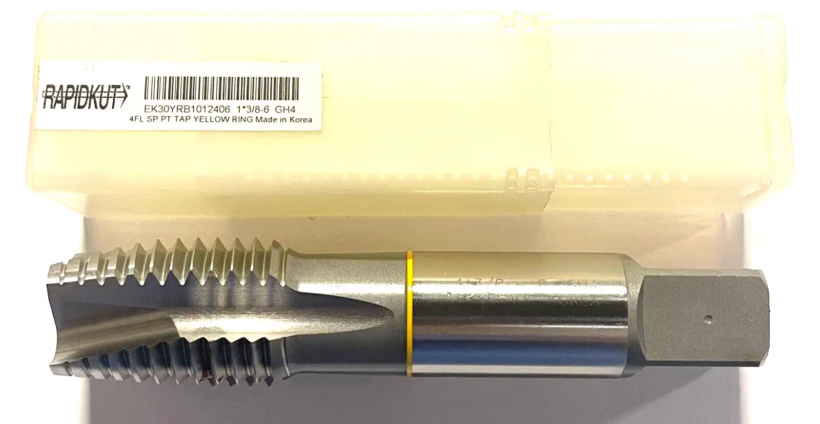 RapidKut 1-3/8"-6 Spiral Point Tap High Performance Yellow Ring 4 Flute H4