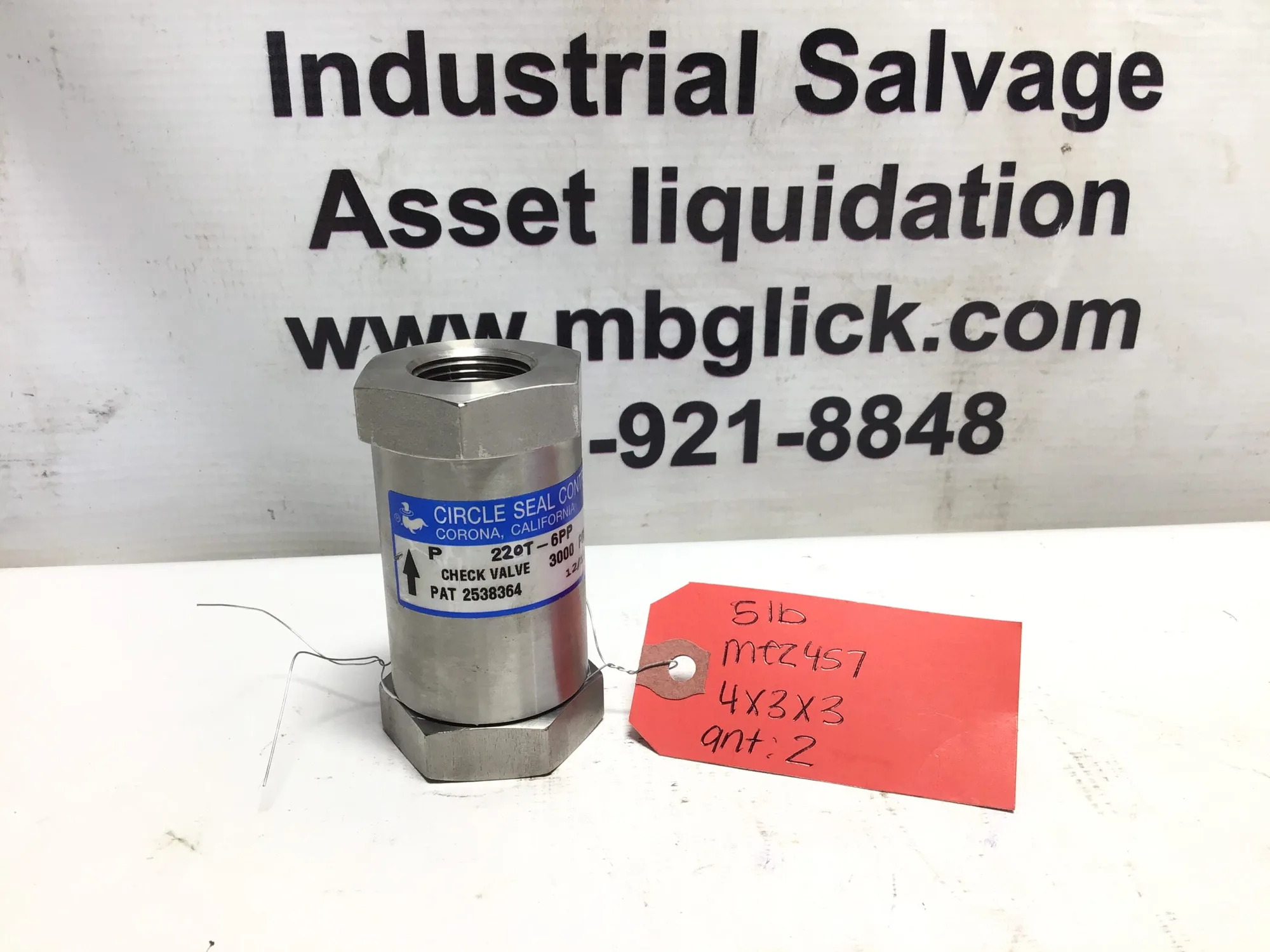 Circle Seal Controls 3/4″ 220T-6PP Check Valve 3000 PSI Stainless Steel