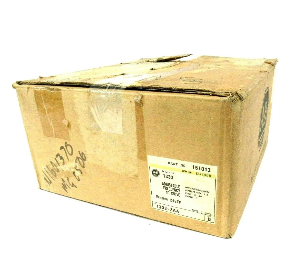 NEW ALLEN BRADLEY 1333-ZAA ADJUSTABLE FREQUENCY AC DRIVE SER.D 1333ZAA