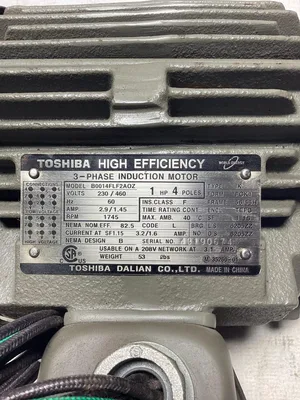 Toshiba 1 Hp 3 Phase Induction Motor; B0014FLF2AOZ