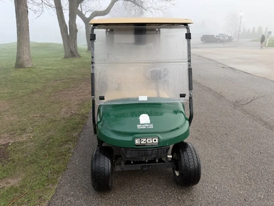 (1) 2019 E-Z-Go EFI golf cart with a Kawasaki gas engine, model 657061G01, includes canopy, fold-dow...