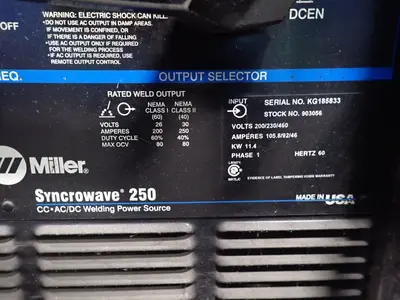 Used 1996 MILLER SYNCROWAVE 250 Tig Welders Ohio US | HGR 24 #1056299