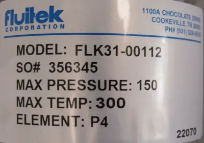NEW FLUITEK FLK31-00112 FILTER HOUSING FLK3100112
