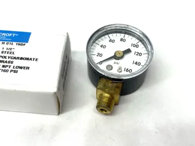 New | in-Stock Ashcroft Pressure Gauge, 1/8" NPT, 1-1/2" Face, 0/160psi Universal Pressure Meters Michigan US | Maverick Industrial Sales #1401326
