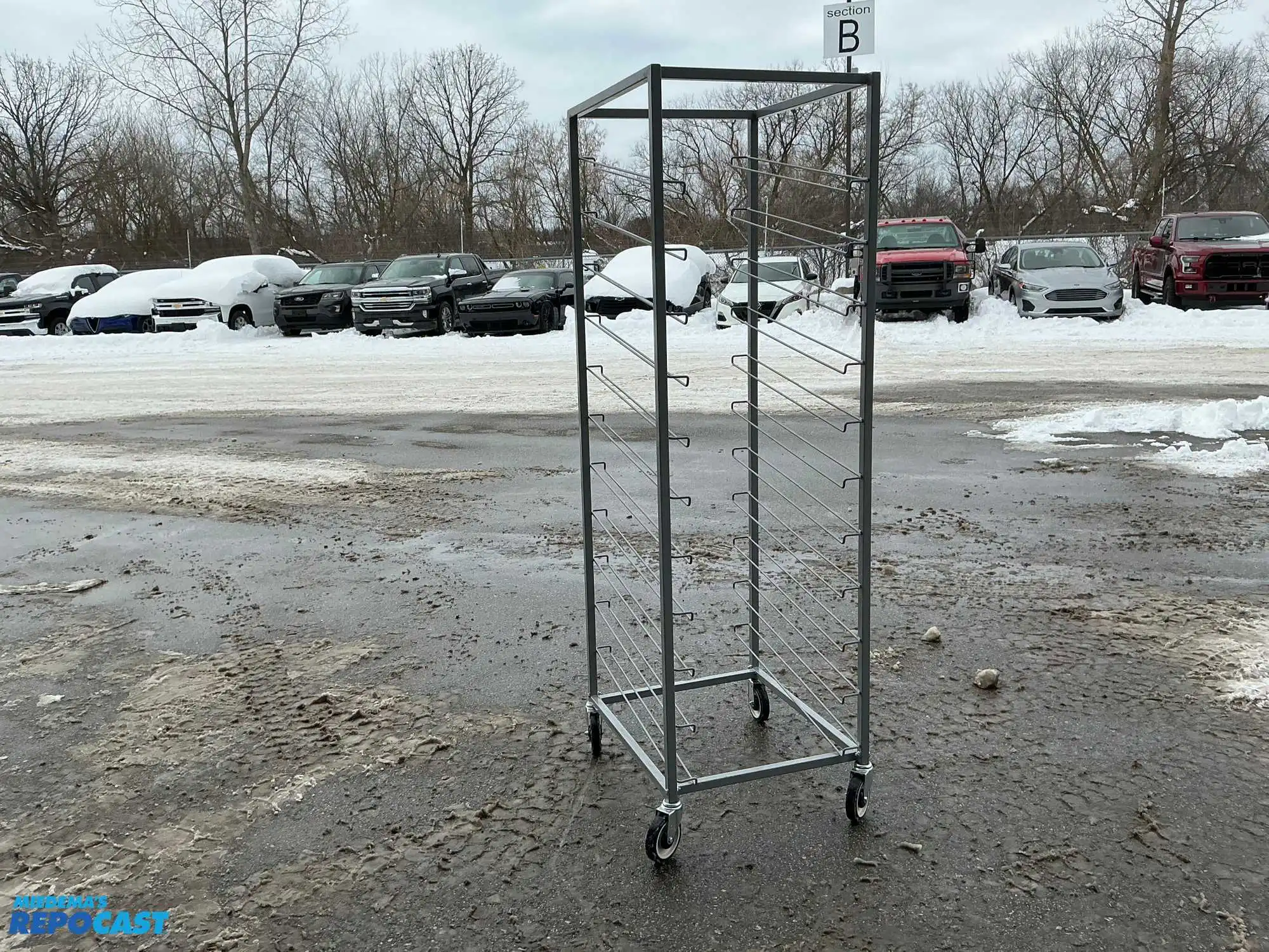 Restaurant Tray Rack on Wheels, Grey