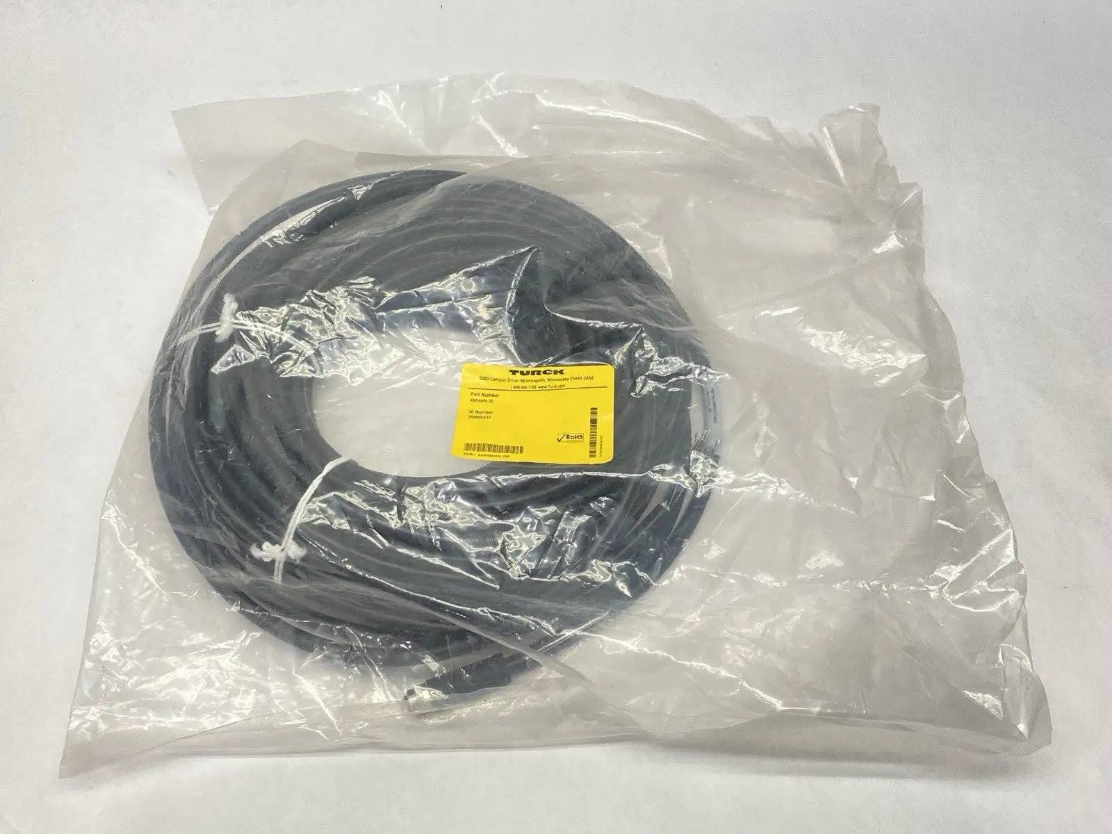 NEW TURCK POWER CORDSET SINGLE ENDED FEMALE M12 4-PIN 30M 200005133