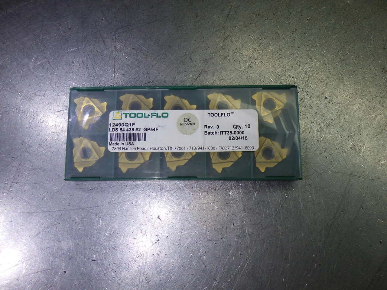 Tool-Flo Carbide Threading Inserts QTY10 LDS 54 438 #2 GP54F (LOC3020A)