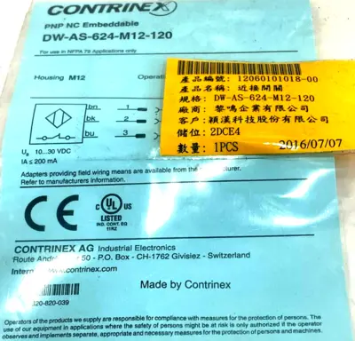 NEW CONTRINEX DW-AS-624-M12-120 INDUCTIVE SENSOR DWAS624M12120