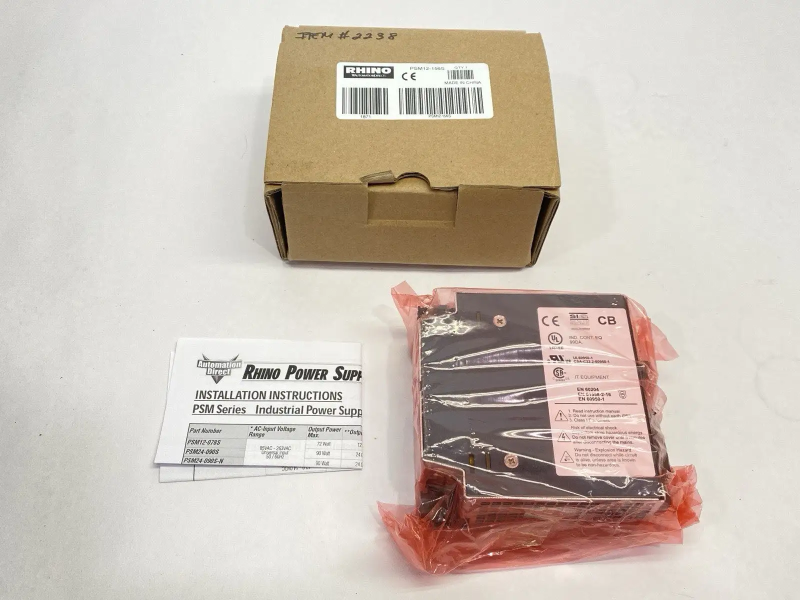 New | in-Stock Automation Direct RHINO Switching Power Supply 1PH 156W 13A DIN Rail Power Supplies Michigan US | Maverick Industrial Sales #1393192