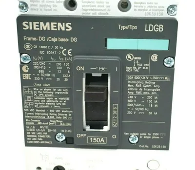 NEW SIEMENS LDK3B150L CIRCUIT BREAKER TYPE LDGB 150A 3-POLE 480V 50/60 HZ