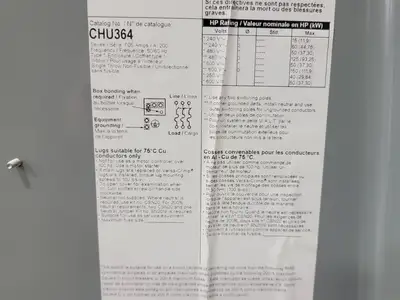 Used SQUARE D CHU364 Switchgears British Columbia CA | Lenmark #238832