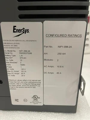 EnerSys Nexsys+ NiP1-BM-2A 24V DC Battery Charger 375AH 120V 12 Cell  -NIB