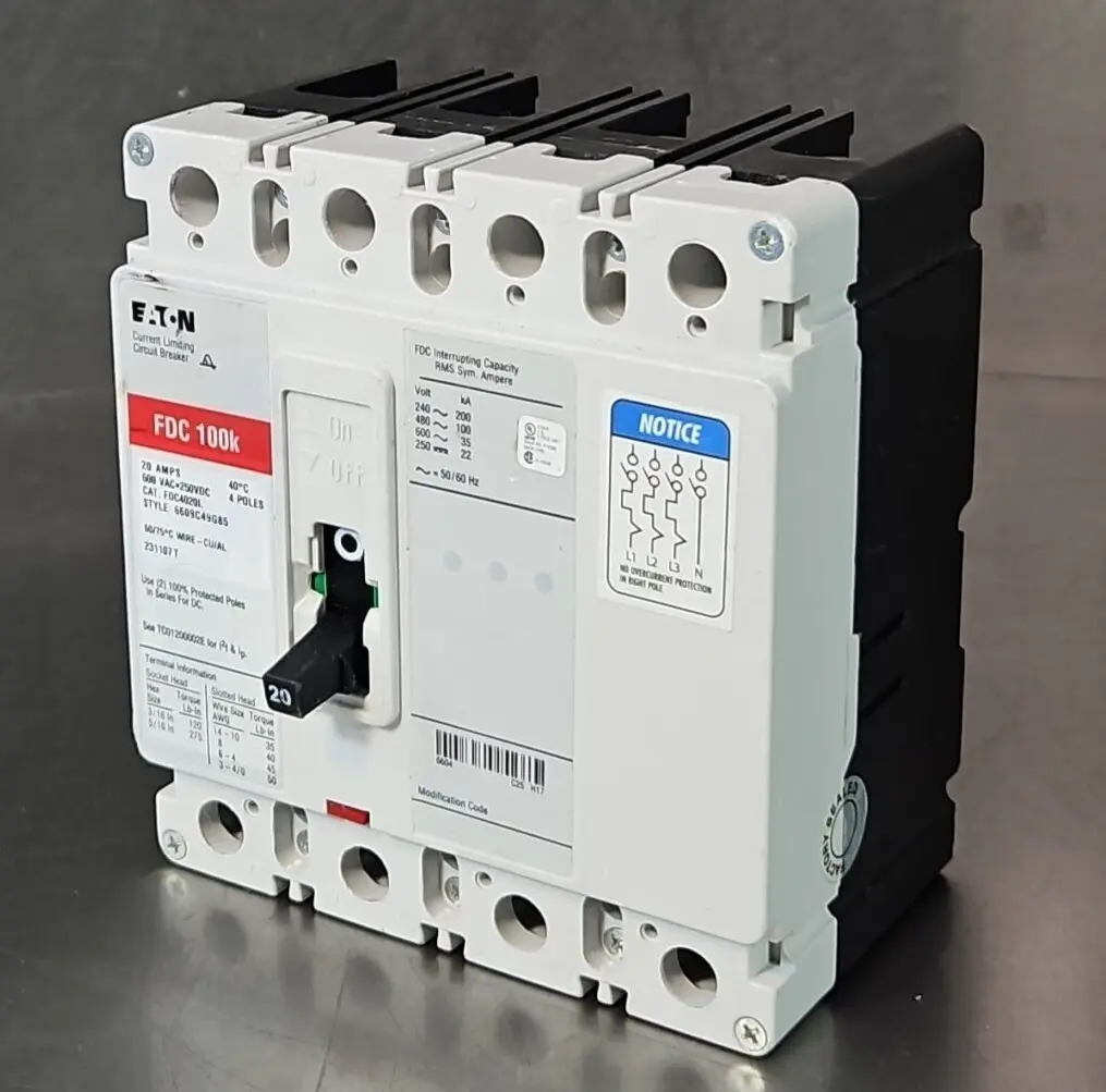 Eaton FDC 100K 20Amp 600VAC Current Limiting Circuit Breaker (BIN443)