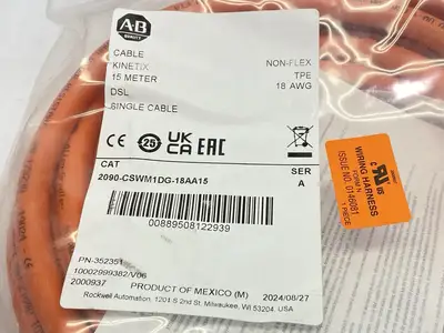 NEW ALLEN BRADLEY SER A KINETIX DSL SINGLE POWER CABLE 15M