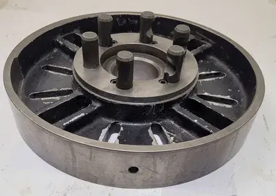 D1-6 LATHE FACE PLATE, 14.5IN OVERALL DIAMETER, D1-6 MOUNT, 2-3/4IN THROUGH HOLE