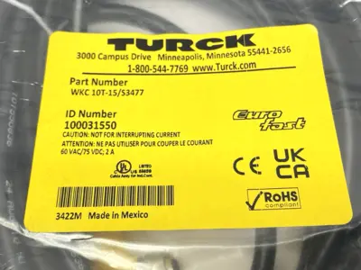 NEW TURCK WKC 10T-15/S3477, 100031550