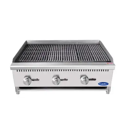 New | in-Stock Atosa New Atosa ATCB-36 HD 36" Countertop Gas Char-rock Broiler with Total 105,000 BTU Broilers Illinois US | Falcon Restaurant Supply #1375275