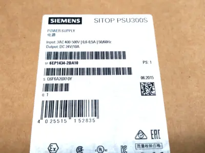 6EP1434-2BA10,1P 6EP1434-2BA10,SITOP PSU300S | Siemens 6EP1434-2BA10 SITOP PSU300S 10A Stabilized Power Supply 400-500VAC 24VDC - New Other
